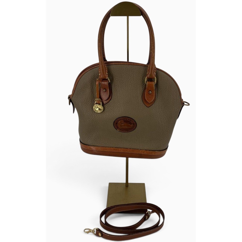 Dooney & Bourke‎ Pebble Grain Zip Satchel Olive Taupe Leather Crossbody Bag